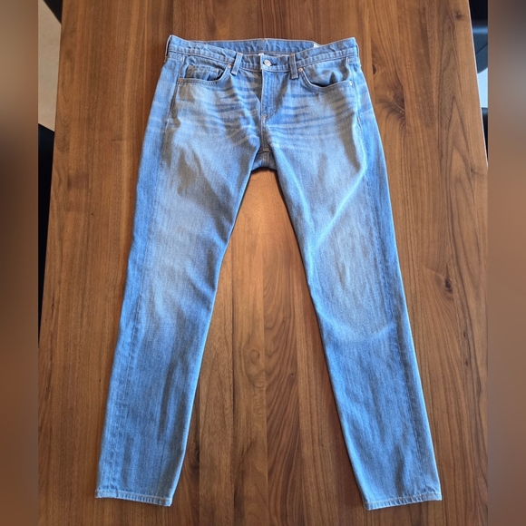Rag & Bone The Dre Slim Boyfriend Jeans | Green Cast Faded Blue Denim Wash Sz 28 - Picture 2 of 6